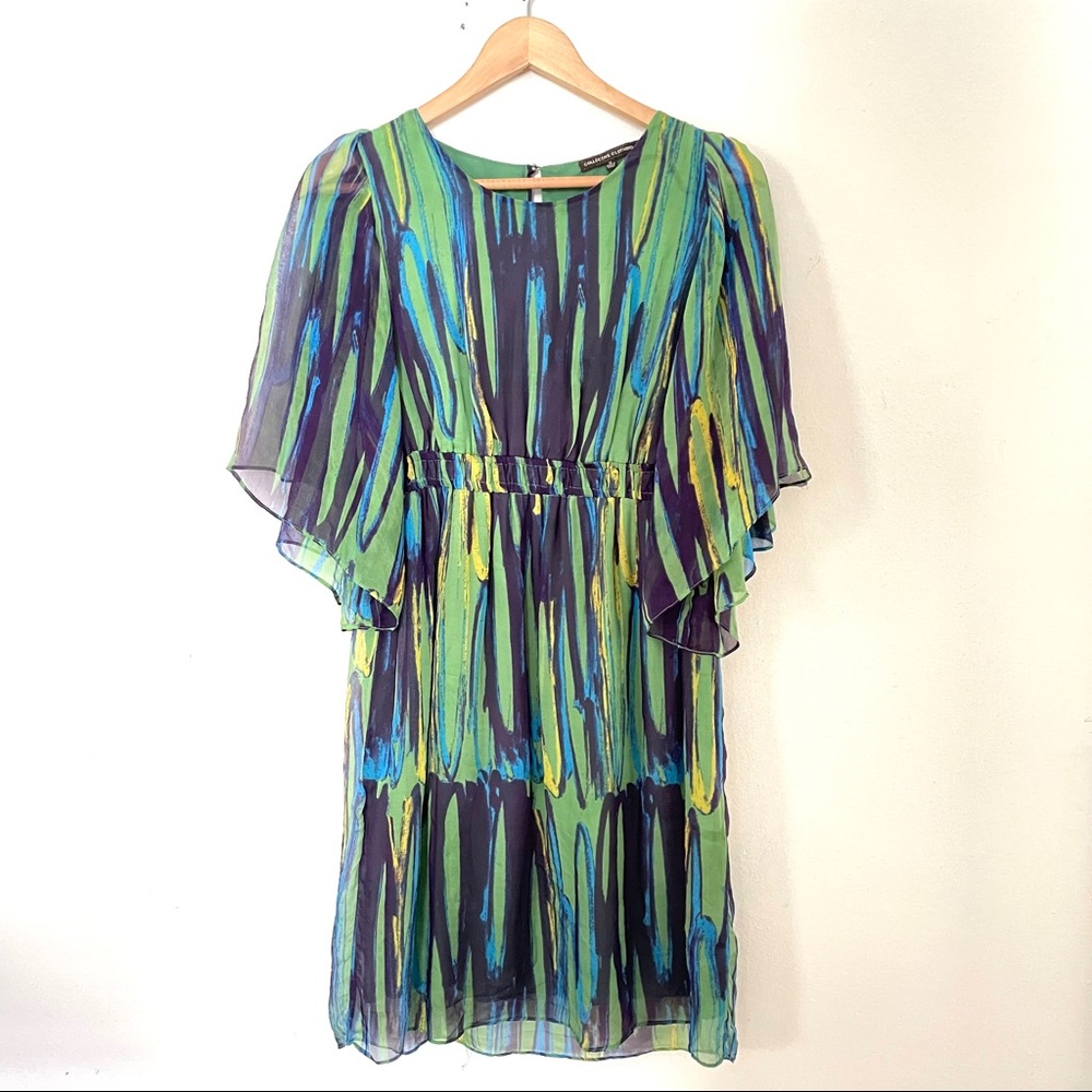 COLLECTIVE CLOTHING Silk Flutter Sleeve Boho Dress
